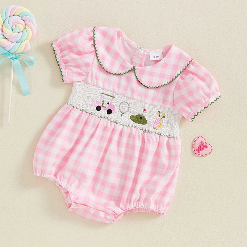 Baby Girl Smocked Golf Romper