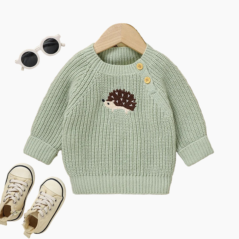 Little Hedgehog Embroidered Knit Sweater