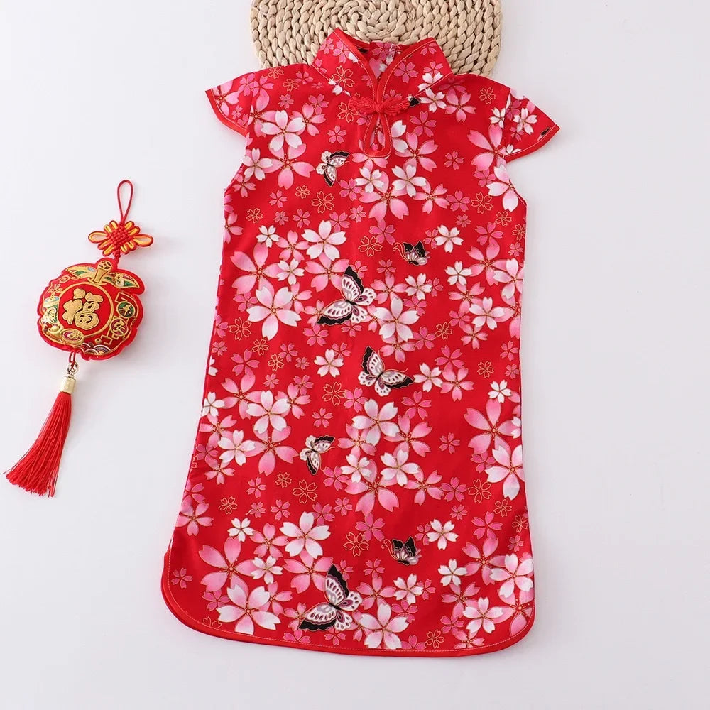 Girls' Traditional Chinese Cheongsam Summer Dress