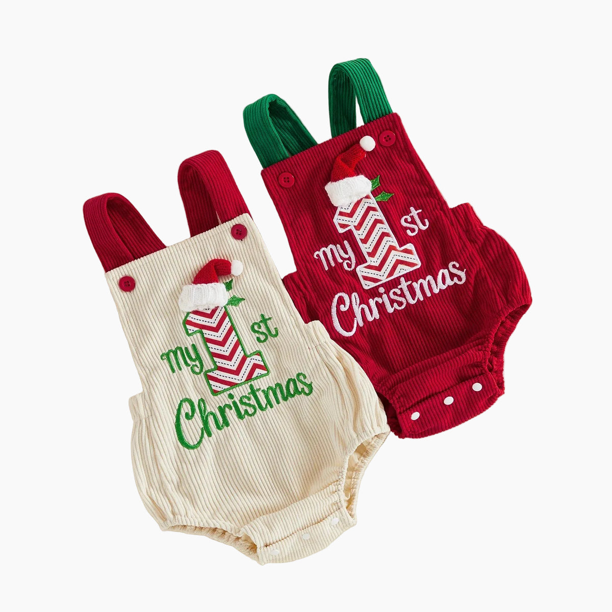 Baby Christmas Embroidered Suspender Bodysuit