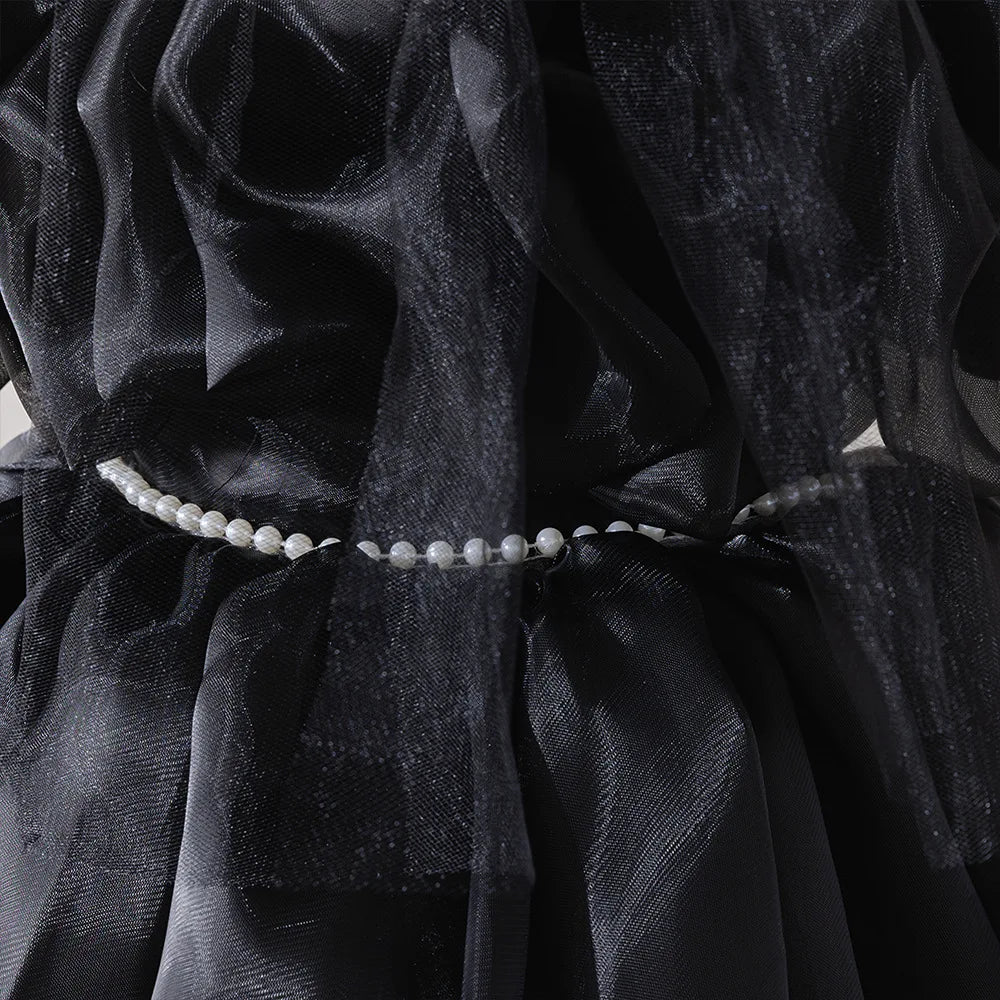 Girl's Black Couture Party Dress with Rosettes