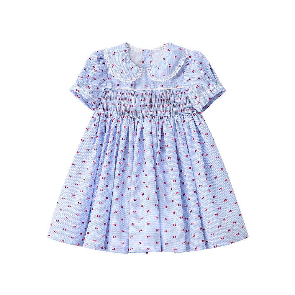 Girls' Smocked Dress with Peter Pan Collar