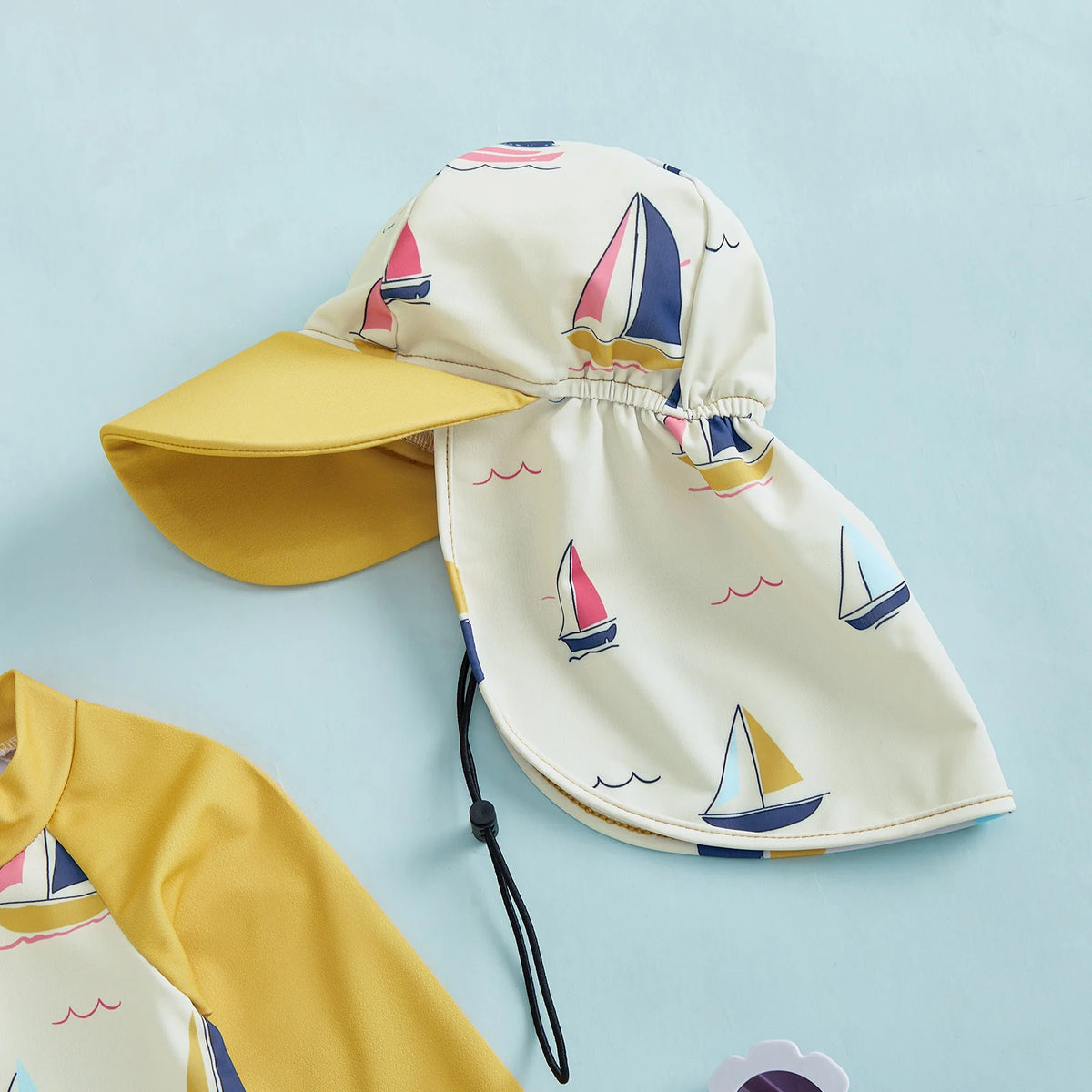 Toddler Sailboat Swimsuit with Sun Hat