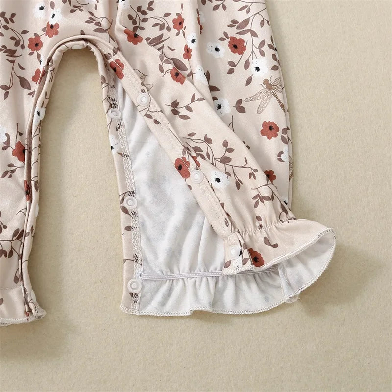 Baby Girls Floral Halter Romper with Tie-Up Straps