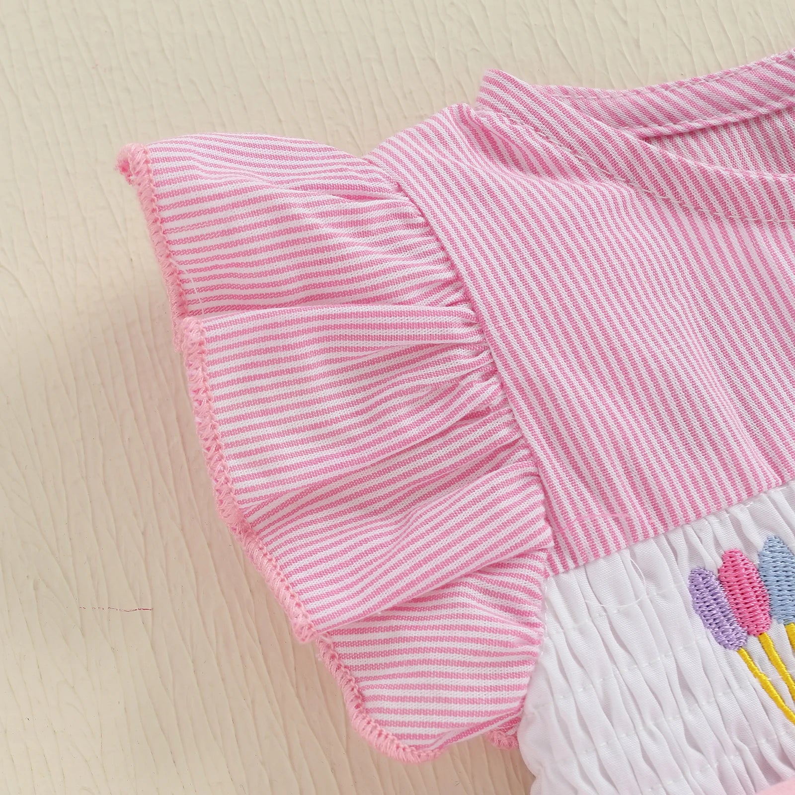 Birthday Girl Embroidered Fly Sleeve Romper