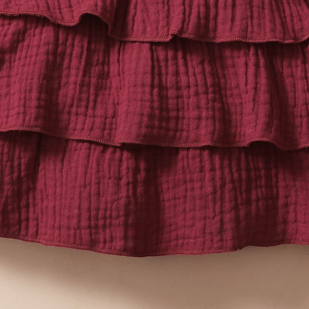Baby Girl Wine Red Tiered Ruffle Dress & Headband Set