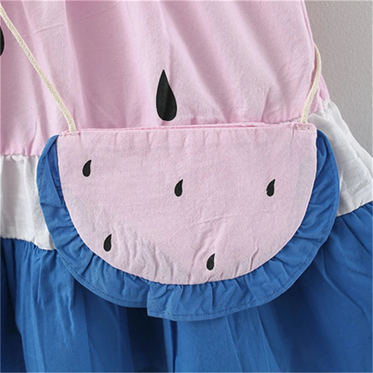 Cute Watermelon Print Flutter Sleeve Dress & Bag Set