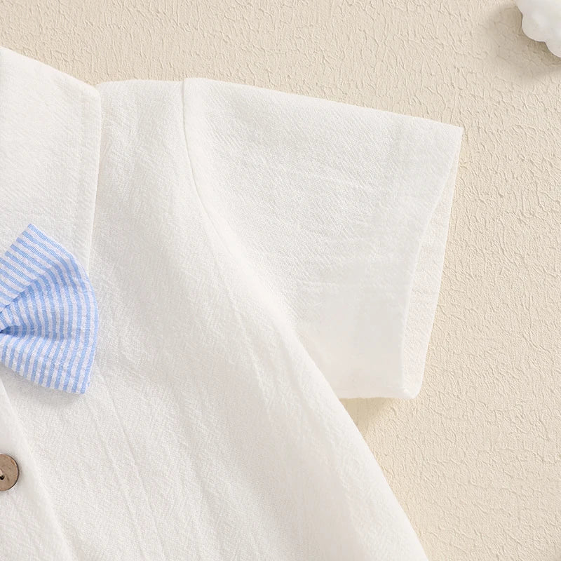 3-Piece Baby Boy Gentleman Romper & Shorts Set
