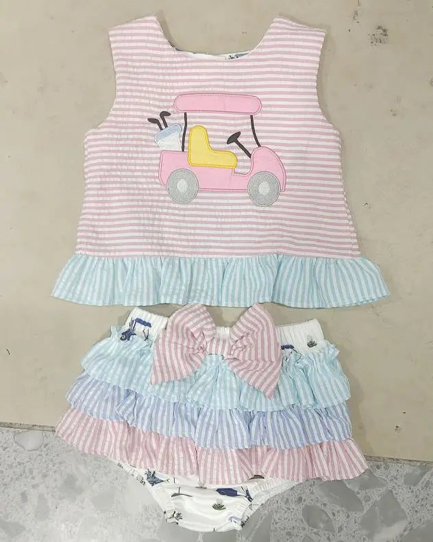 2 Piece Golf Cart Top and Bow Shorts Set