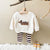 2Pcs Long Sleeve Puppy Top and Striped Pants