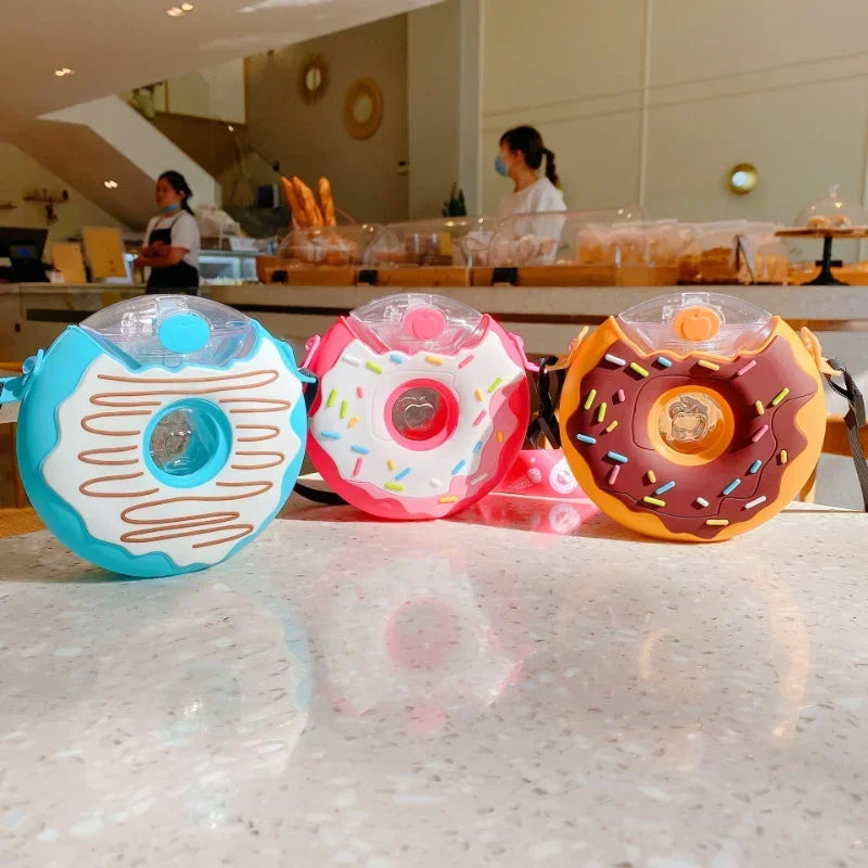 Cute Donut Water Bottle with Straw