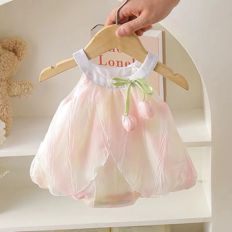 Adorable Baby Girls Tulip Decor Bodysuit