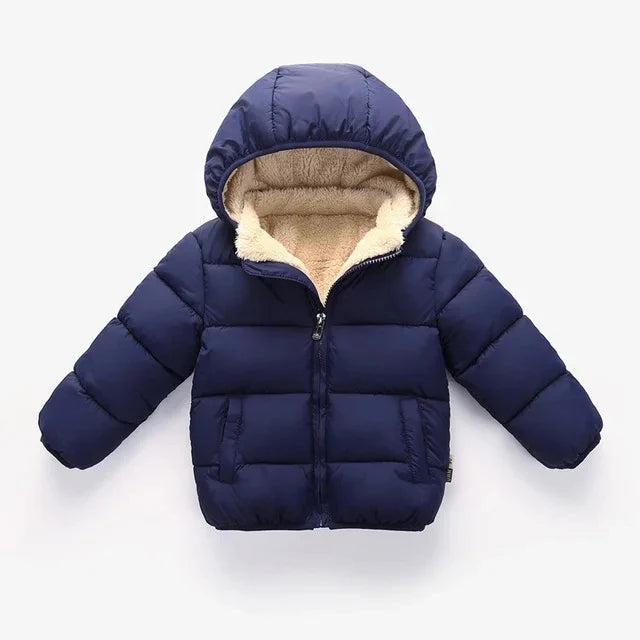 Plush Velvet Lined Winter Puffer Jacket for Kids