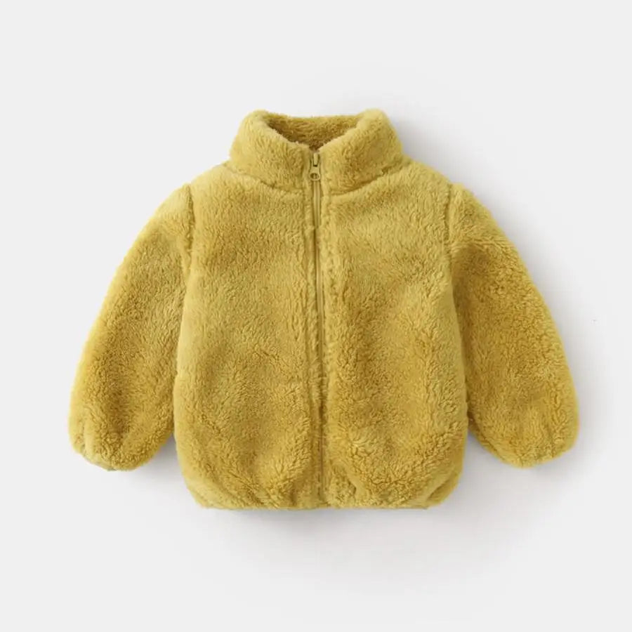 Unisex Solid Color Plush Fleece Jacket