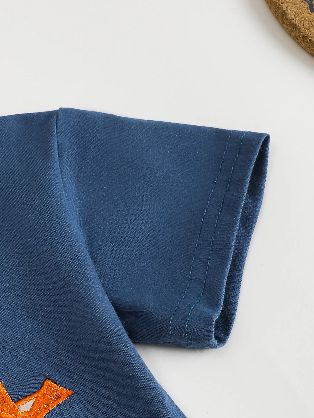 Helicopter Appliqué T-Shirt & Gingham Shorts Set