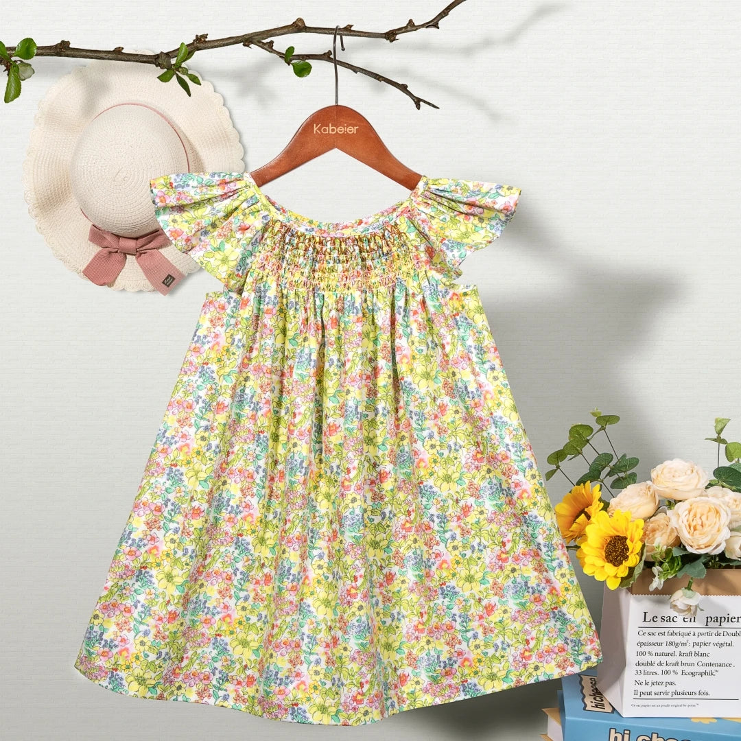 Girl Summer Floral Smocked Dress