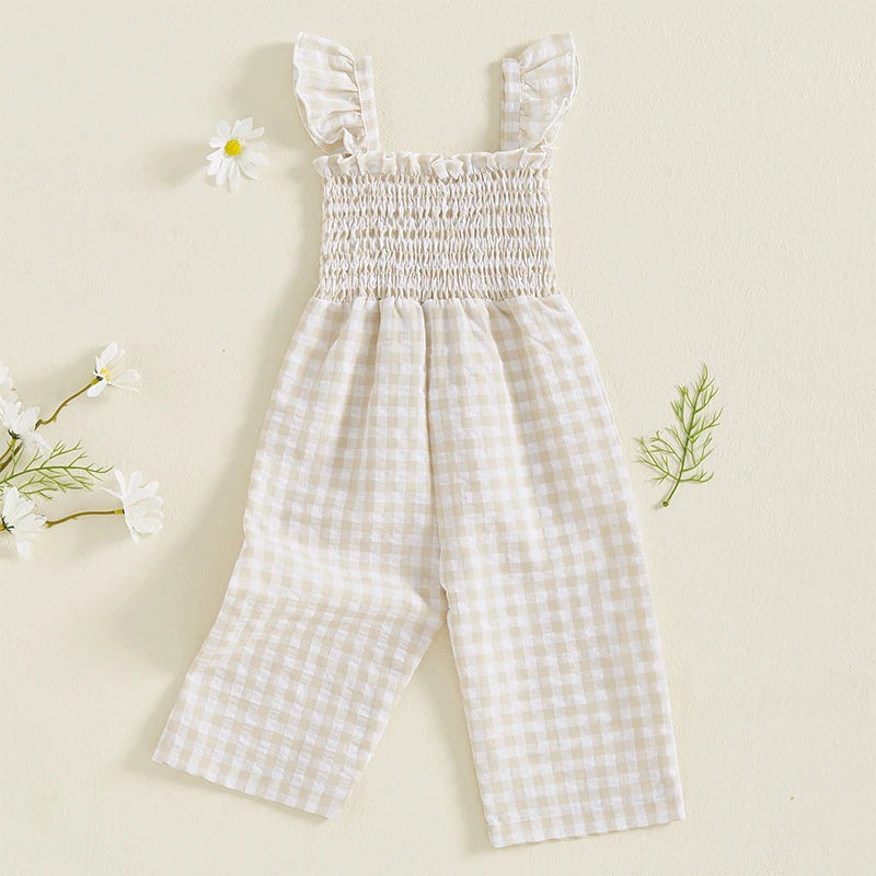 Girl Gingham Ruffle Jumpsuit