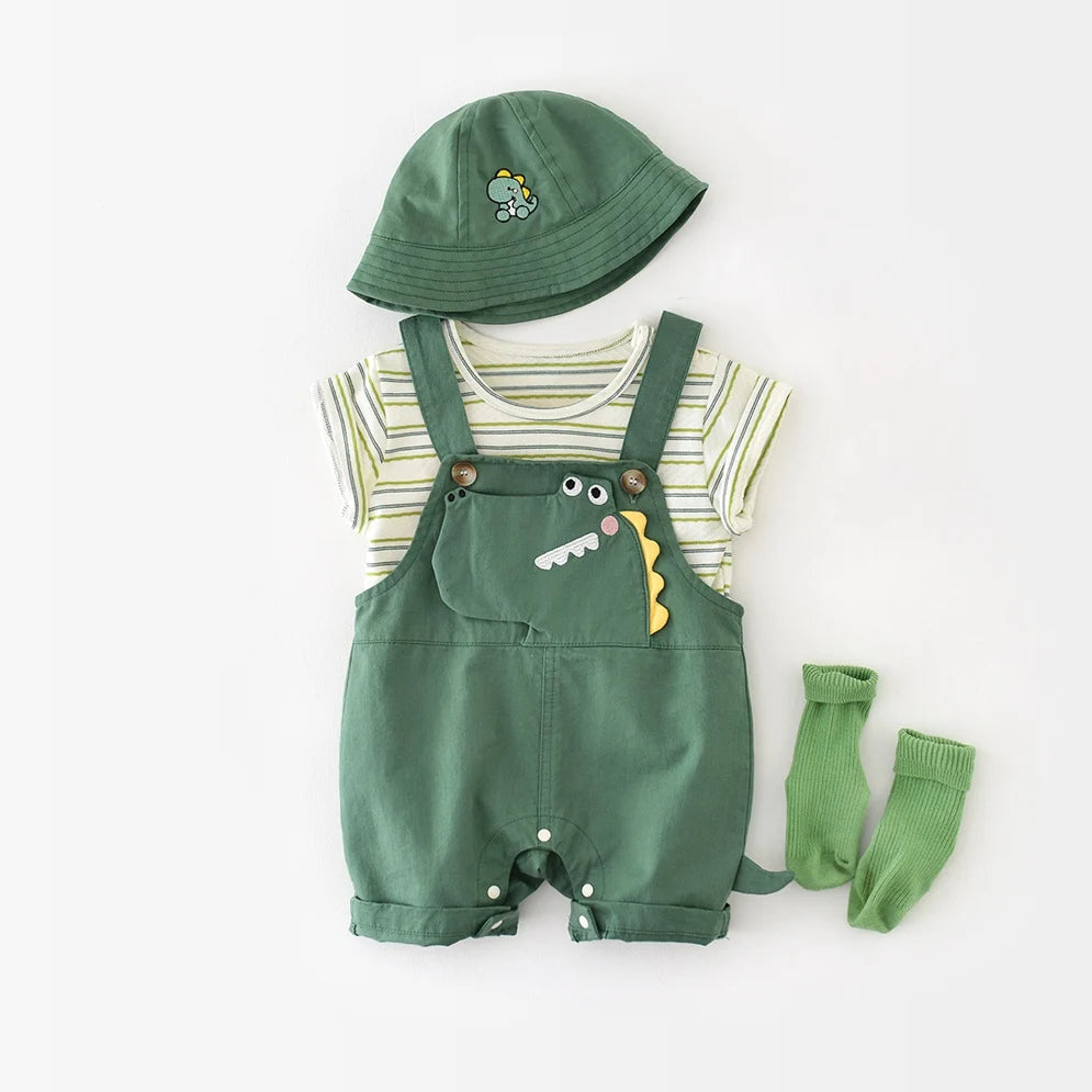 Green Dinosaur Kids Outfits Set
