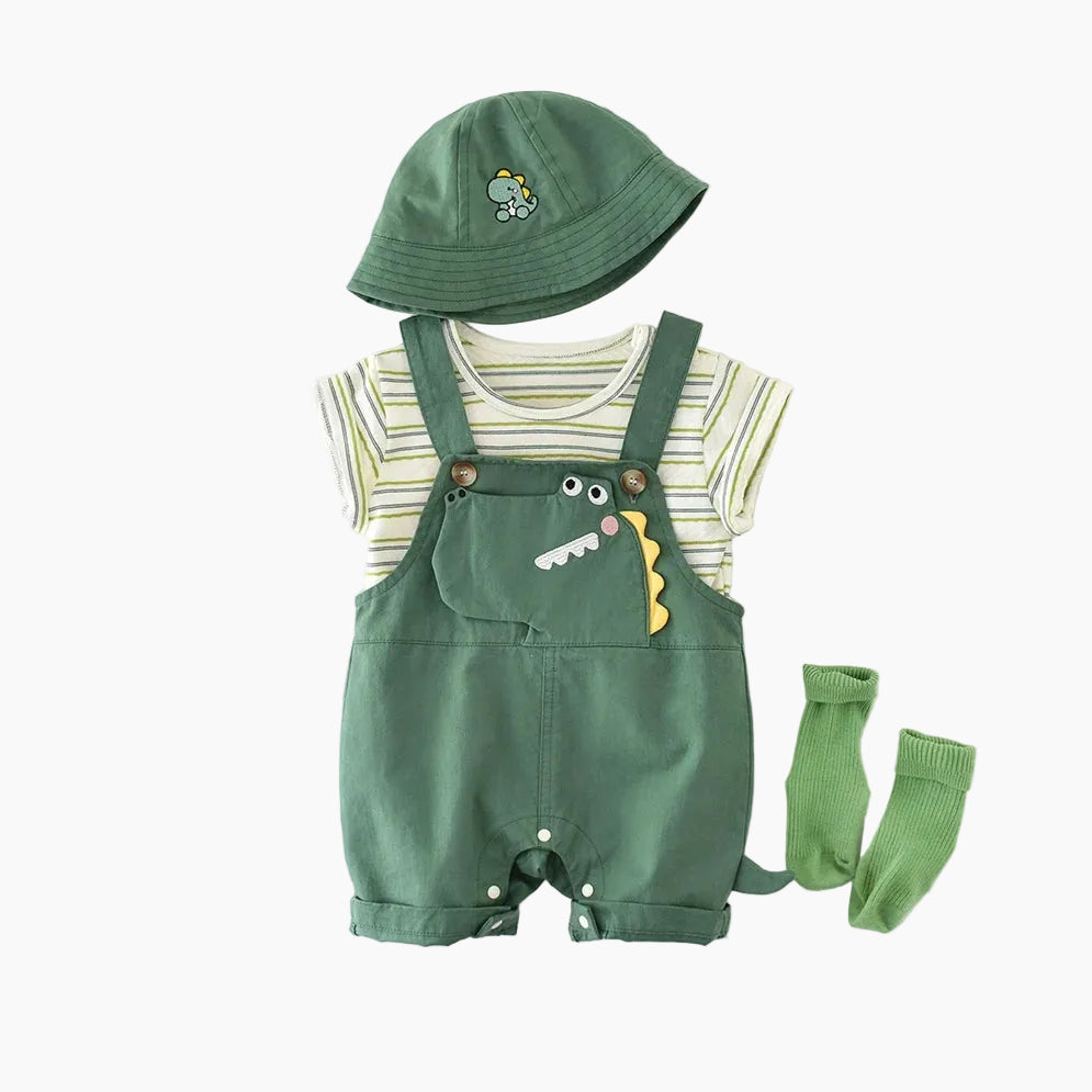 Green Dinosaur Kids Outfits Set