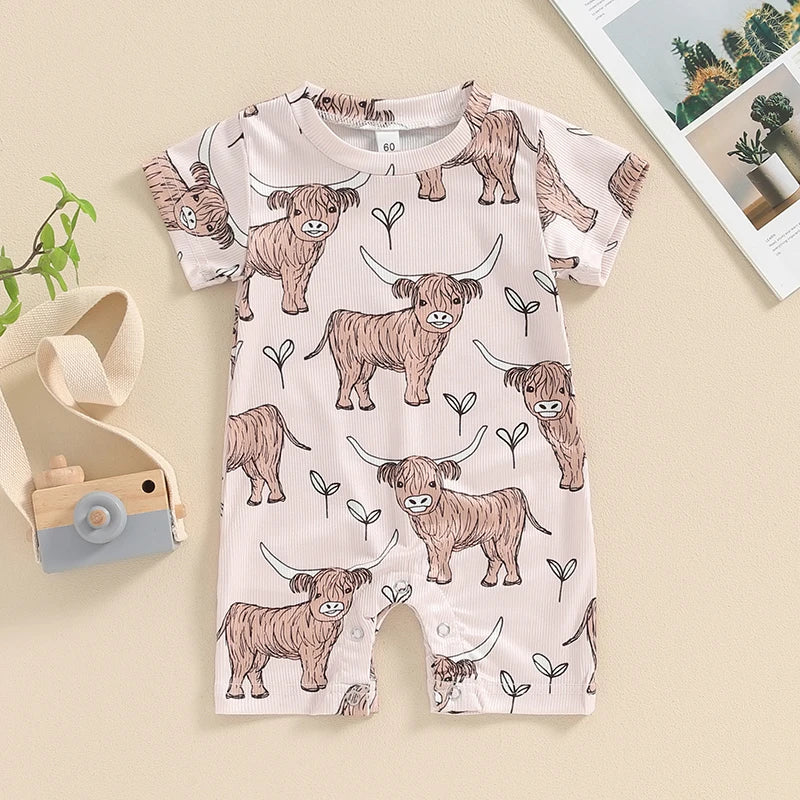 Western Cow Print Baby Romper