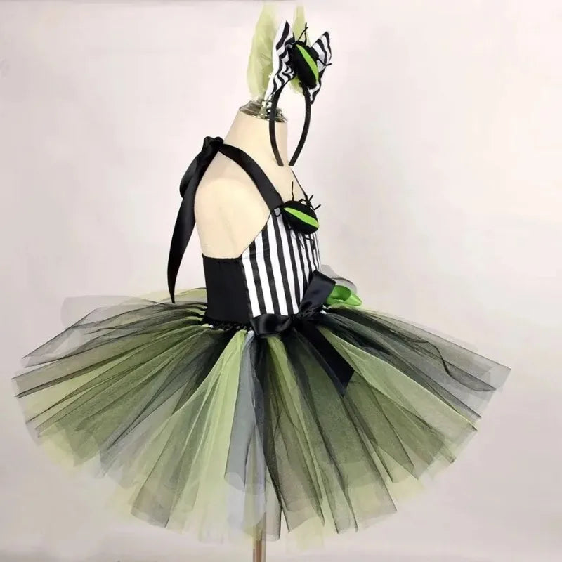 Girl's Spooky Stripe Tutu Dress