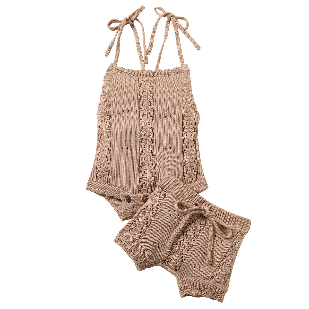 Newborn Baby Girl Sleeveless Knit Bodysuit & Shorts 2-Piece Set