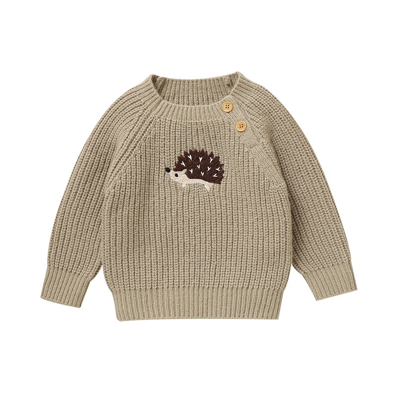 Little Hedgehog Embroidered Knit Sweater