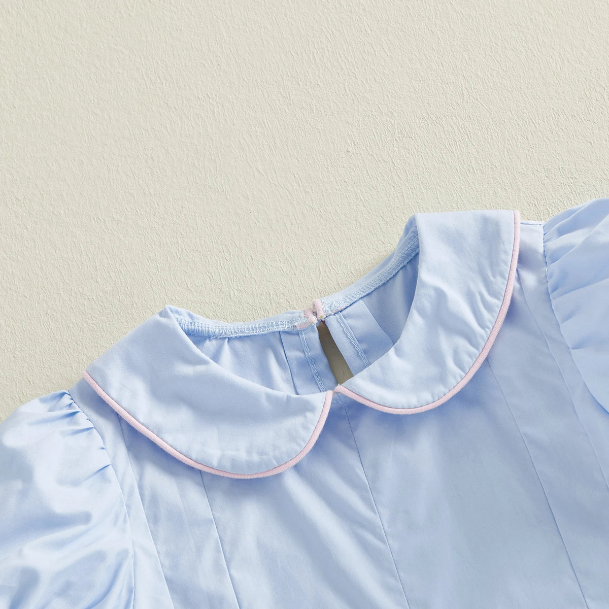 Toddler Girl Embroidery Bunny Doll Collar Short Sleeve A-Line Princess Dress