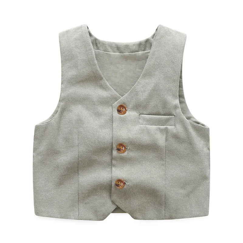 3-Piece Boys' Formal Vest, Shirt & Shorts Suit