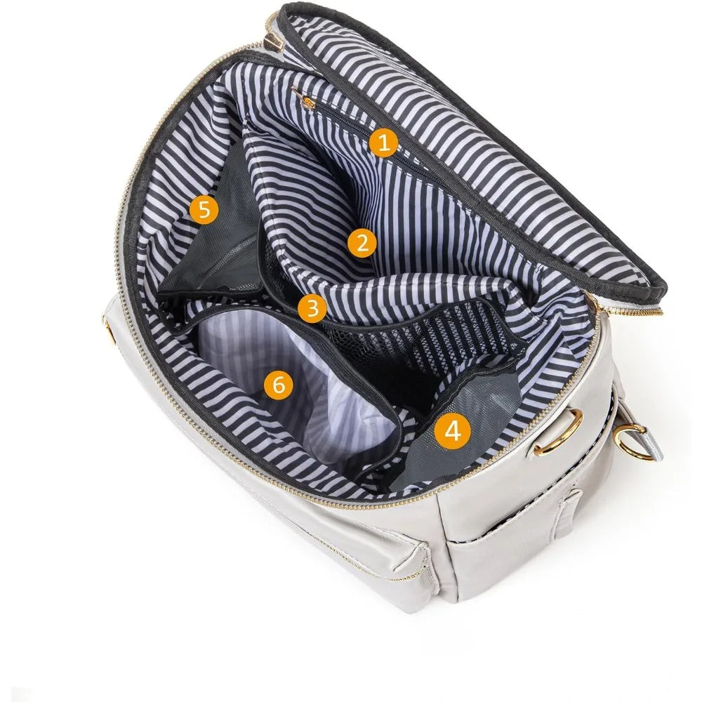 5-in-1 Leather Diaper Backpack Set for Stylish Moms