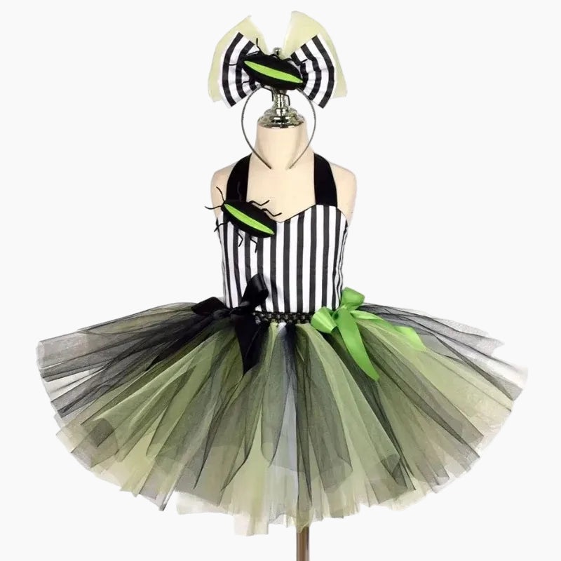 Girl's Spooky Stripe Tutu Dress