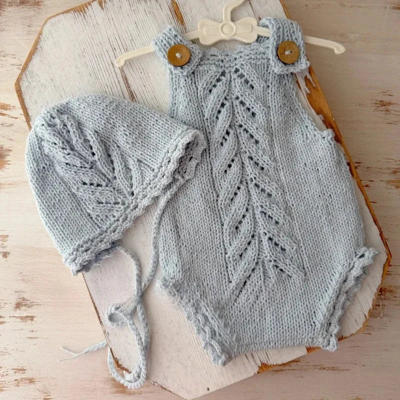 Newborn Cashmere Knit Romper & Hat Photography Prop Set