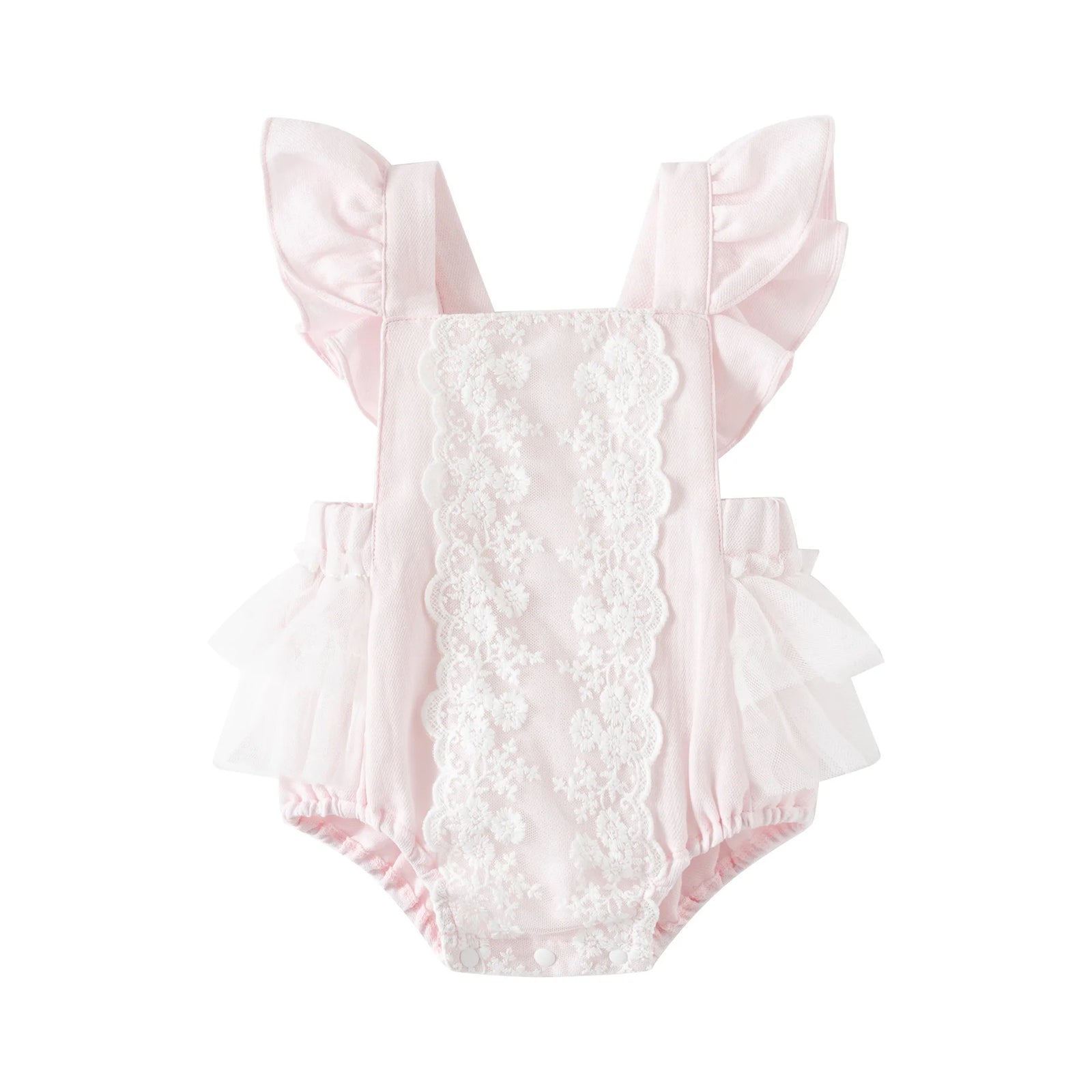 Baby Girl Flying Sleeve Cotton Lace Splicing Romper