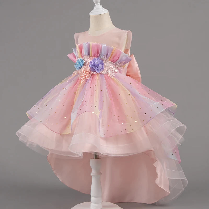 Girls Pastel Princess High-Low Tulle Dress