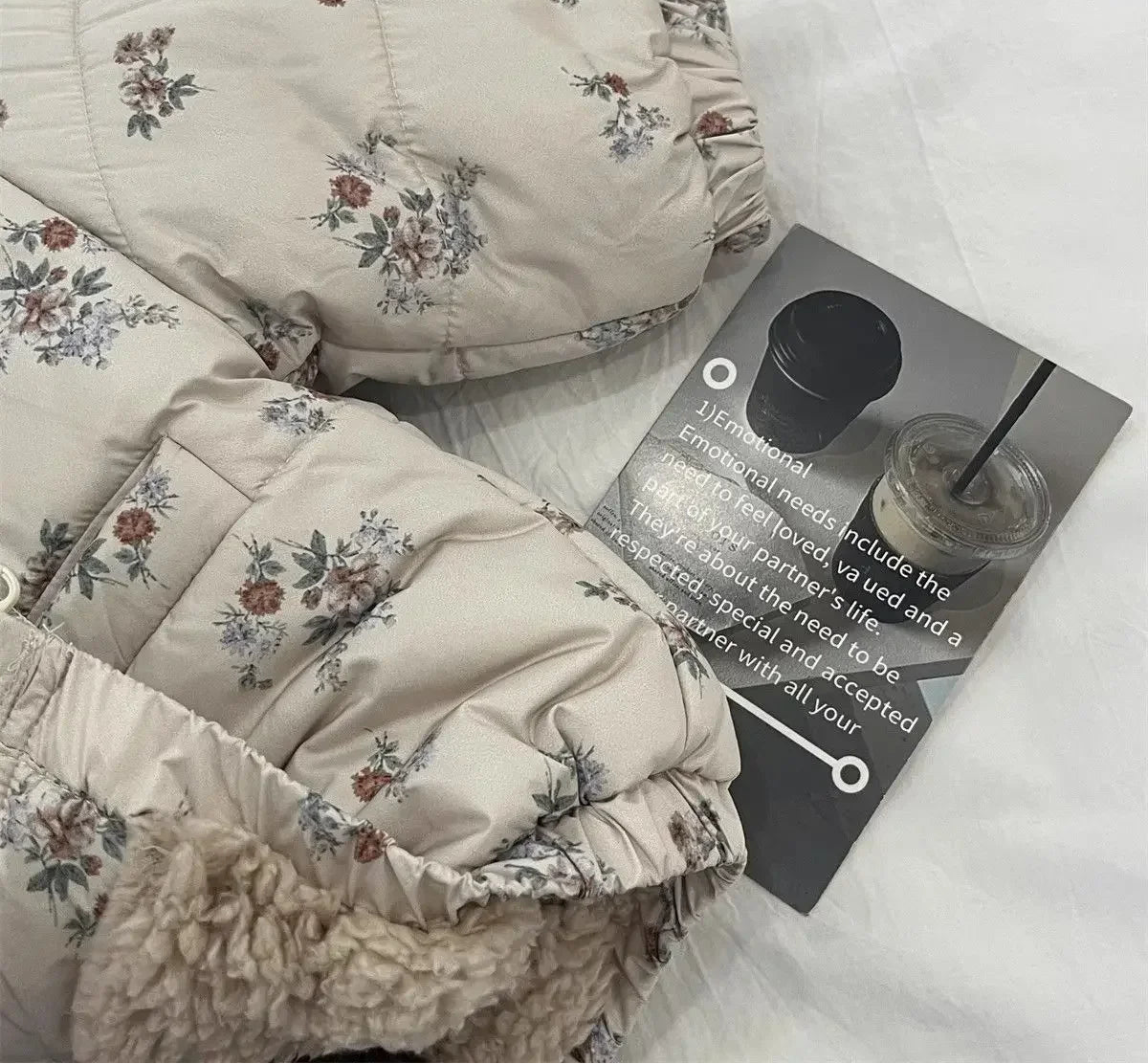 Floral Print Fleece-Lined Puffer Parka