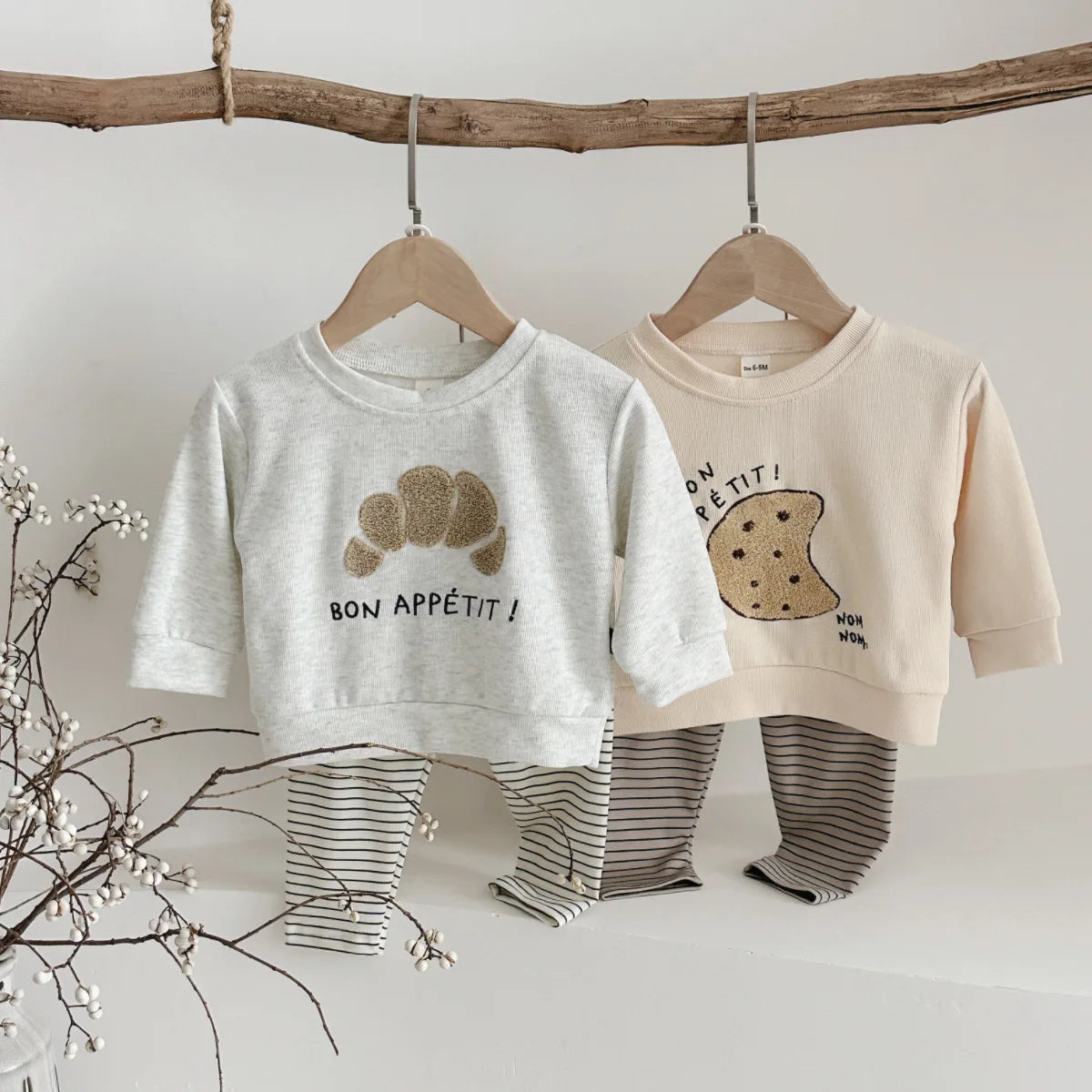 Cute Croissant or Cookie Sweatshirt Set