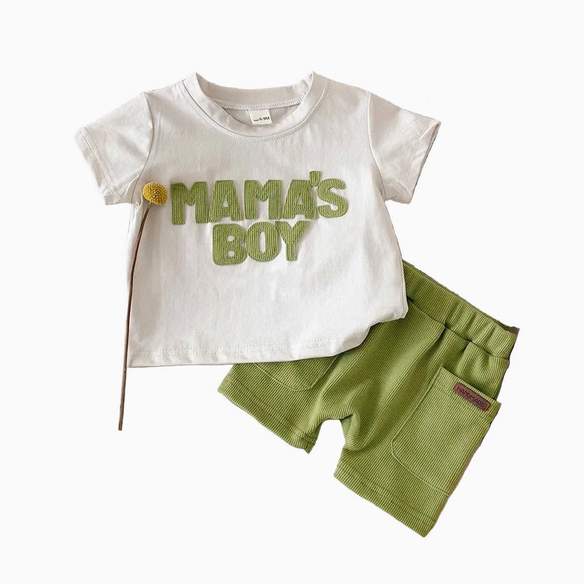 Textured Letter Patch Shirt & Shorts Set