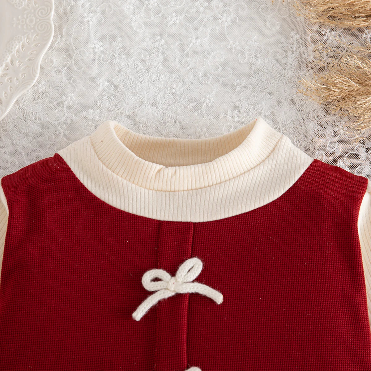 Baby Girl Colorblock Bow Knit Long Sleeve Dress 9M–3 Years