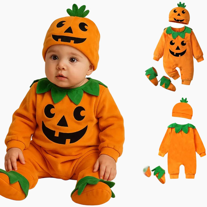 3-Piece Baby Pumpkin Halloween Costume Outfit