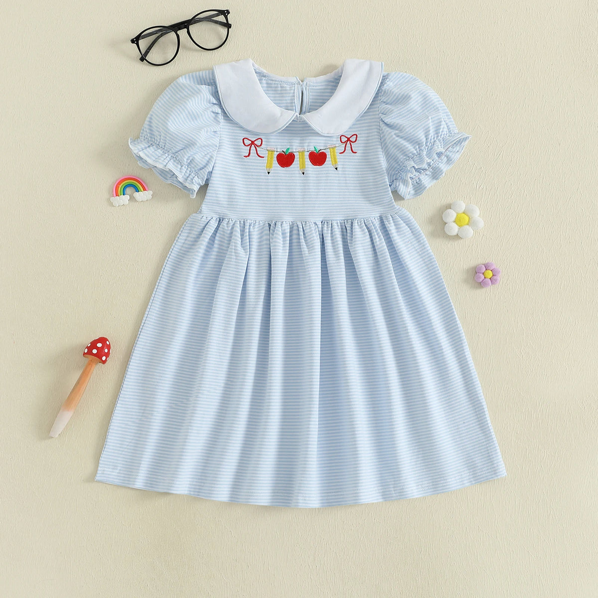Girl Back to School Dress Striped