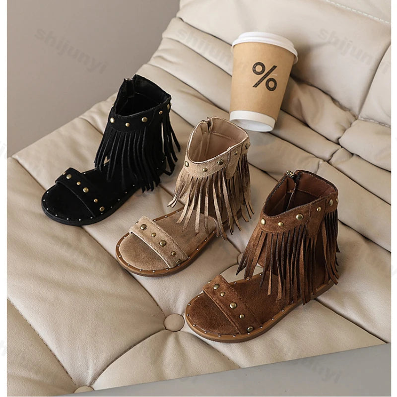 Girls’ Summer Tassel Strap Bohemian Roman Sandals