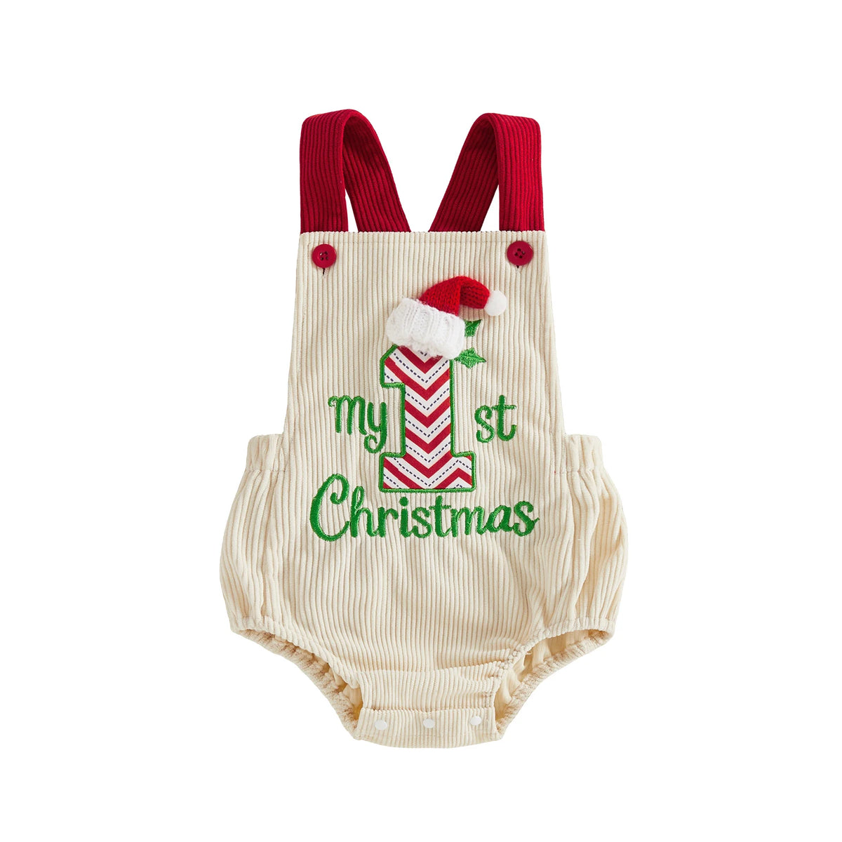 Baby Christmas Embroidered Suspender Bodysuit