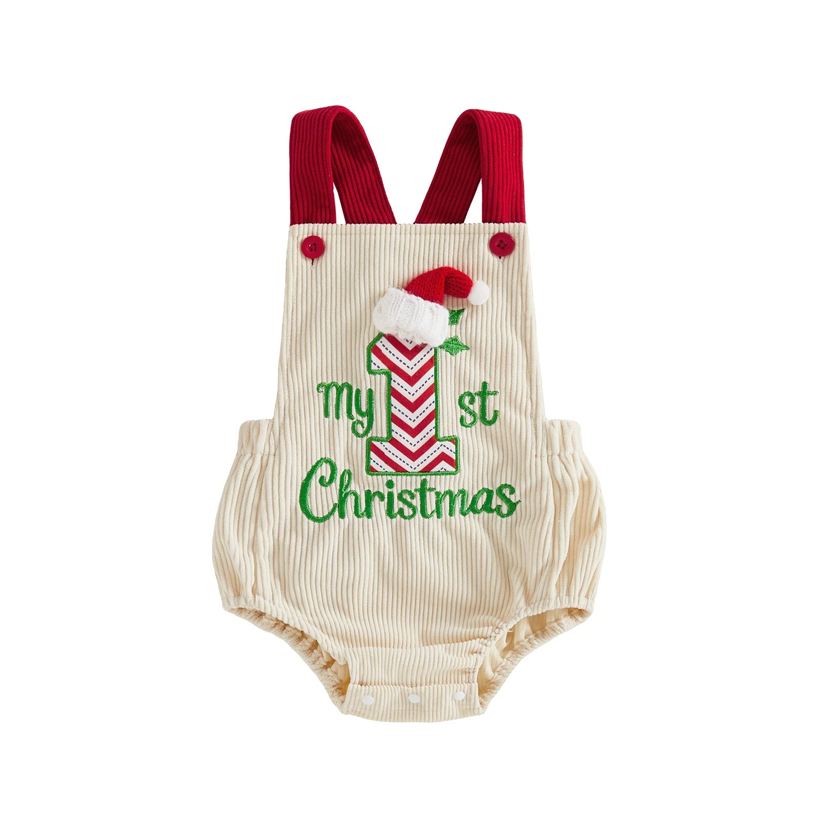Baby Christmas Embroidered Suspender Bodysuit