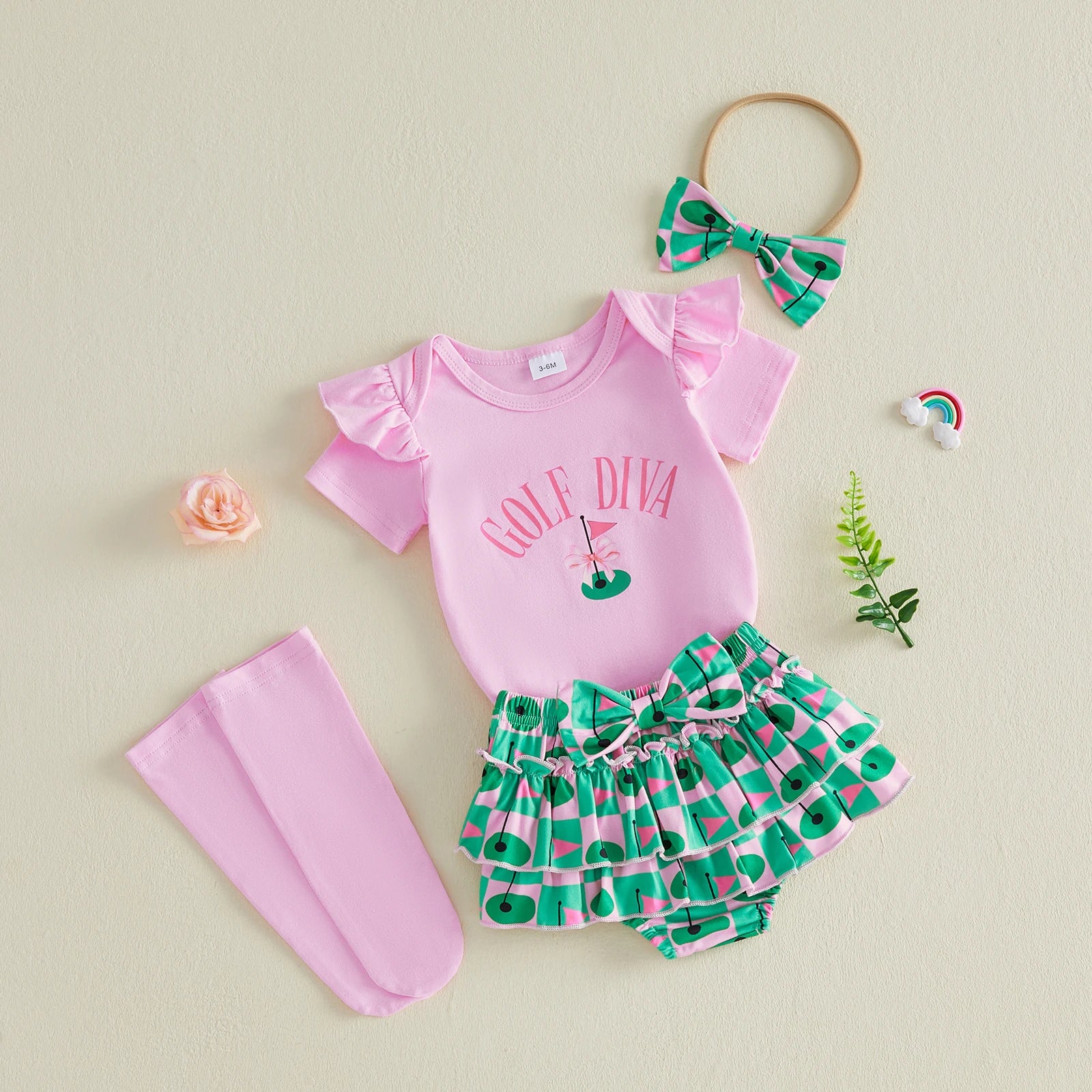 4-Piece Summer Golf Romper & Shorts Outfit