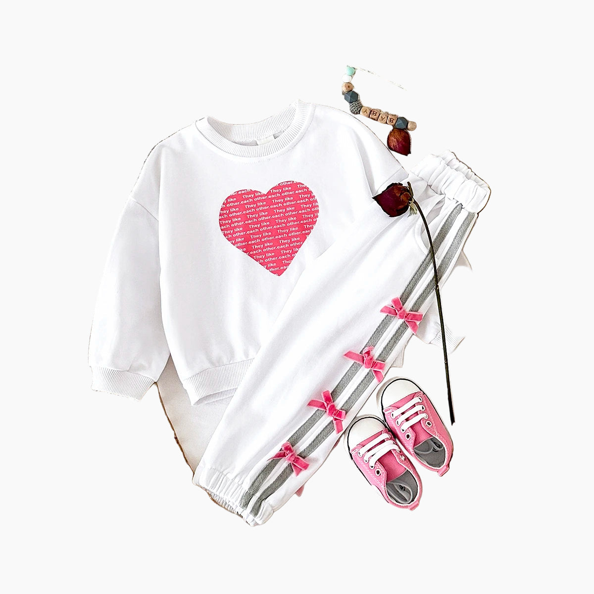 Toddler and Baby Heart Sweatshirt and Pants Set