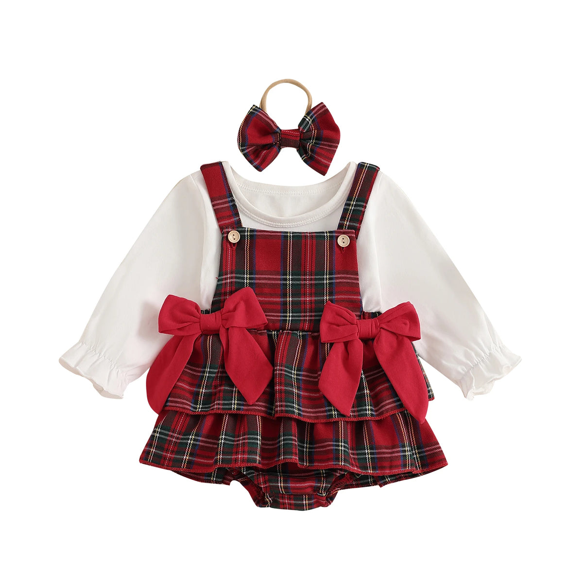 Baby Girls' Christmas 3-Piece Romper Outfit Set