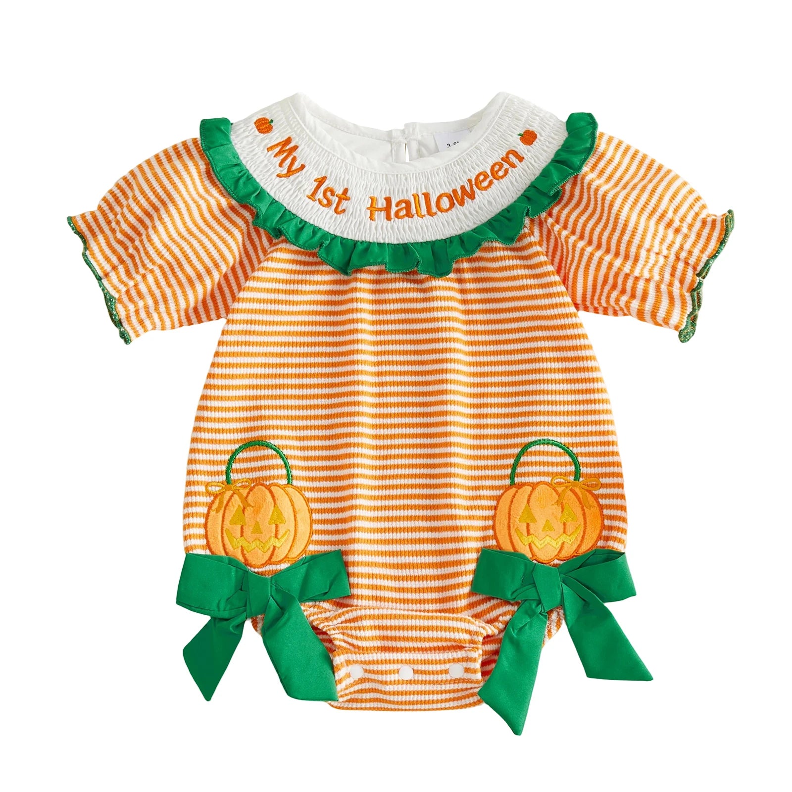 Baby Girl First Halloween Pumpkin Embroidered Bodysuit