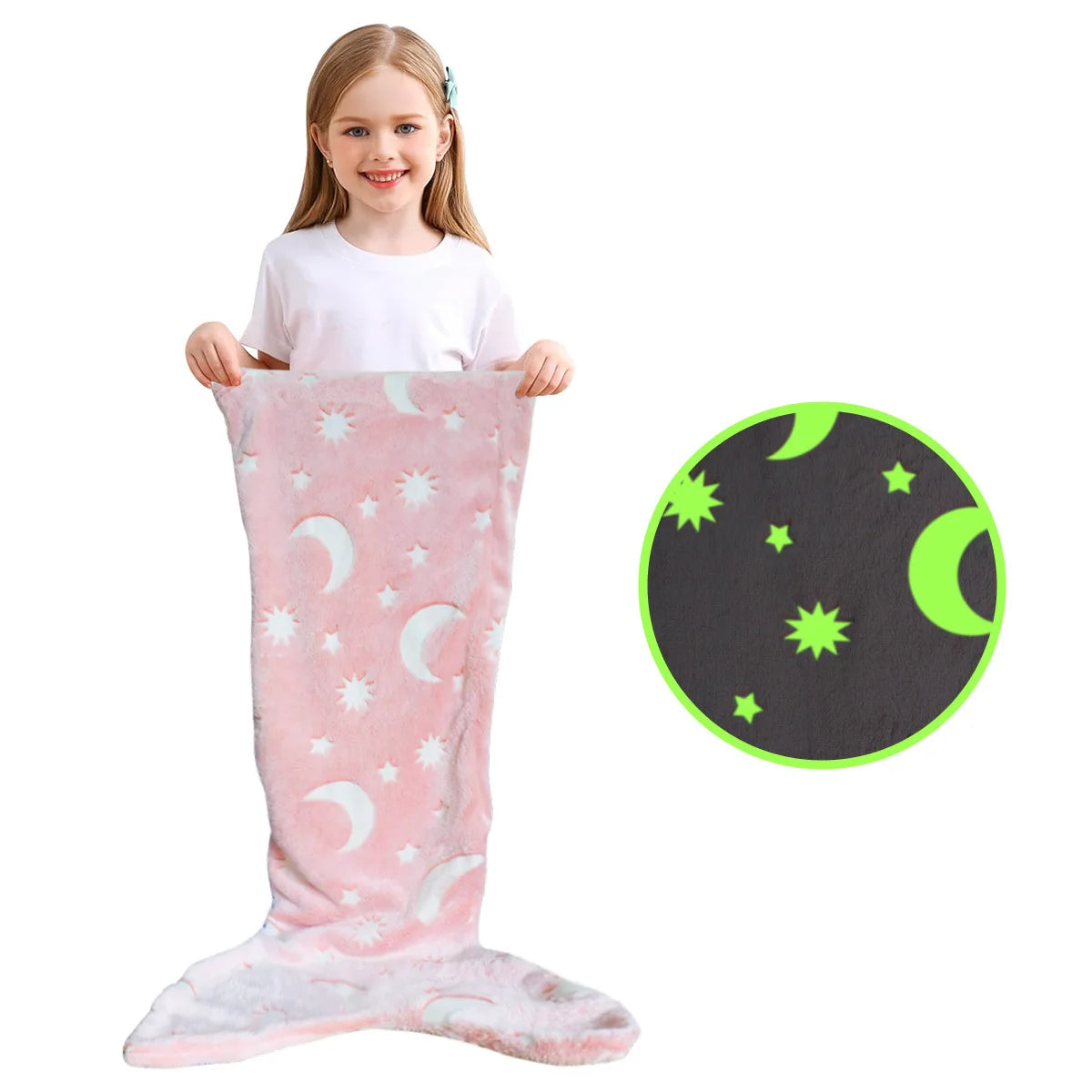 Glow in the Dark Mermaid Tail Blanket for Girls