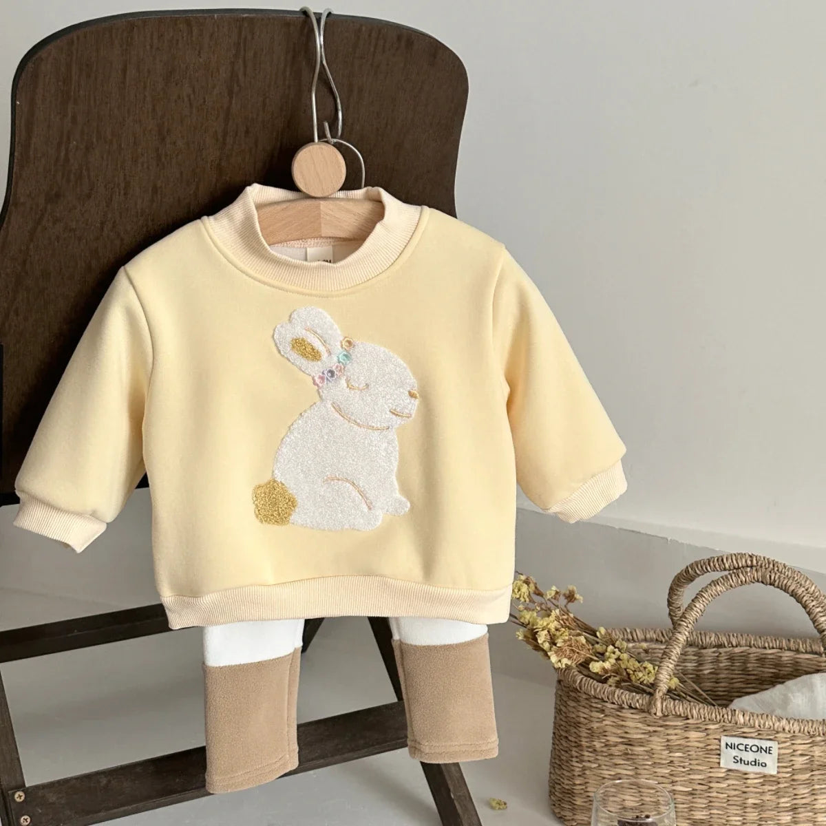 Baby & Toddler Casual Embroidered Rabbit Sweatshirt and Pants Set