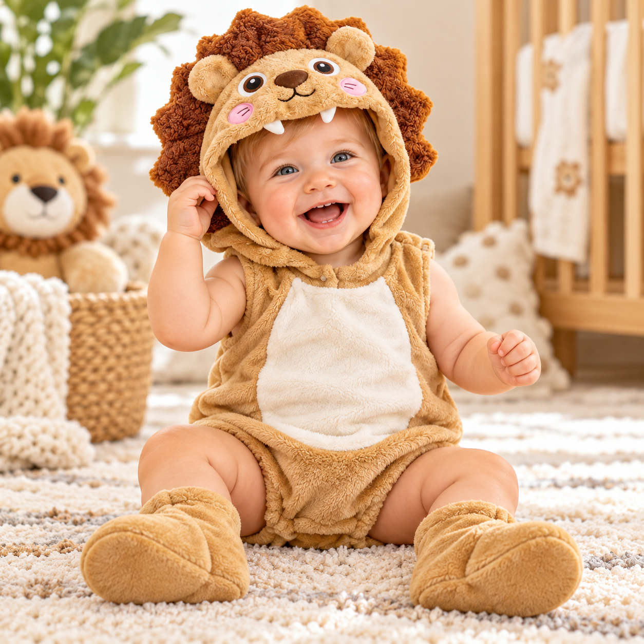 Baby 3-Piece Costume Romper Set with Hood & Socks